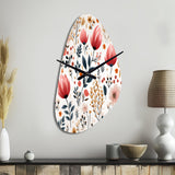 Rustic Pink Garden Charm Floral Pattern - Asymmetric Metal Wall Clock