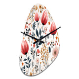 Rustic Pink Garden Charm Floral Pattern - Asymmetric Metal Wall Clock