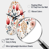 Rustic Pink Garden Charm Floral Pattern - Asymmetric Metal Wall Clock