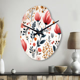 Rustic Pink Garden Charm Floral Pattern - Asymmetric Metal Wall Clock