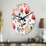 Rustic Pink Garden Charm Floral Pattern - Asymmetric Metal Wall Clock