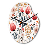 Rustic Pink Garden Charm Floral Pattern - Asymmetric Metal Wall Clock