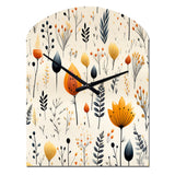 Nordic  Ivory And Beige Floral Charm - Asymmetric Metal Wall Clock