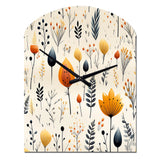 Nordic  Ivory And Beige Floral Charm - Asymmetric Metal Wall Clock