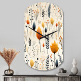Nordic  Ivory And Beige Floral Charm - Asymmetric Metal Wall Clock