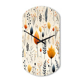 Nordic  Ivory And Beige Floral Charm - Asymmetric Metal Wall Clock