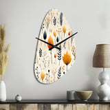 Nordic  Ivory And Beige Floral Charm - Asymmetric Metal Wall Clock