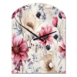 Pink And Beige Wildflower Paradise - Asymmetric Metal Wall Clock