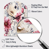 Pink And Beige Wildflower Paradise - Asymmetric Metal Wall Clock