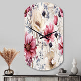 Pink And Beige Wildflower Paradise - Asymmetric Metal Wall Clock