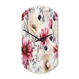 Pink And Beige Wildflower Paradise - Asymmetric Metal Wall Clock