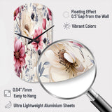 Pink And Beige Wildflower Paradise - Asymmetric Metal Wall Clock