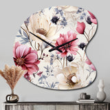 Pink And Beige Wildflower Paradise - Asymmetric Metal Wall Clock