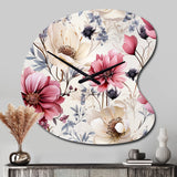 Pink And Beige Wildflower Paradise - Asymmetric Metal Wall Clock