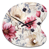 Pink And Beige Wildflower Paradise - Asymmetric Metal Wall Clock