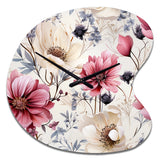 Pink And Beige Wildflower Paradise - Asymmetric Metal Wall Clock