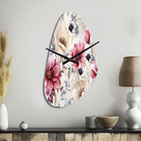 Pink And Beige Wildflower Paradise - Asymmetric Metal Wall Clock
