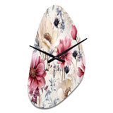 Pink And Beige Wildflower Paradise - Asymmetric Metal Wall Clock