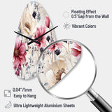 Pink And Beige Wildflower Paradise - Asymmetric Metal Wall Clock