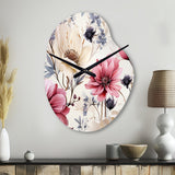 Pink And Beige Wildflower Paradise - Asymmetric Metal Wall Clock