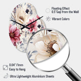 Pink And Beige Wildflower Paradise - Asymmetric Metal Wall Clock
