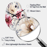 Pink And Beige Wildflower Paradise - Asymmetric Metal Wall Clock