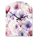 Pink And Purple Wildflower Paradise - Asymmetric Metal Wall Clock