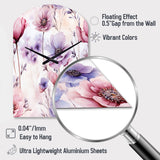 Pink And Purple Wildflower Paradise - Asymmetric Metal Wall Clock