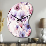 Pink And Purple Wildflower Paradise - Asymmetric Metal Wall Clock