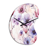 Pink And Purple Wildflower Paradise - Asymmetric Metal Wall Clock