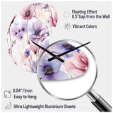 Pink And Purple Wildflower Paradise - Asymmetric Metal Wall Clock