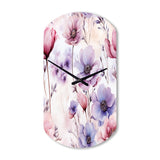 Pink And Purple Wildflower Paradise - Asymmetric Metal Wall Clock