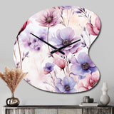Pink And Purple Wildflower Paradise - Asymmetric Metal Wall Clock