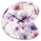 Pink And Purple Wildflower Paradise - Asymmetric Metal Wall Clock