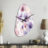 Pink And Purple Wildflower Paradise - Asymmetric Metal Wall Clock
