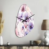 Pink And Purple Wildflower Paradise - Asymmetric Metal Wall Clock