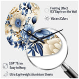 Classic Blue Harmony Bouquet - Asymmetric Metal Wall Clock