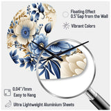 Classic Blue Harmony Bouquet - Asymmetric Metal Wall Clock