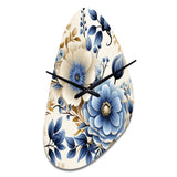 Classic Blue Harmony Bouquet - Asymmetric Metal Wall Clock