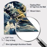 Hokusai  Japanese Waves Pattern - Asymmetric Metal Wall Clock