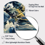 Hokusai  Japanese Waves Pattern - Asymmetric Metal Wall Clock