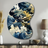 Hokusai  Japanese Waves Pattern - Asymmetric Metal Wall Clock