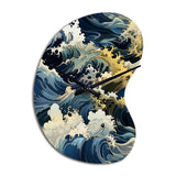 Hokusai  Japanese Waves Pattern - Asymmetric Metal Wall Clock