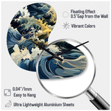 Hokusai  Japanese Waves Pattern - Asymmetric Metal Wall Clock