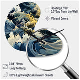 Hokusai  Japanese Waves Pattern - Asymmetric Metal Wall Clock