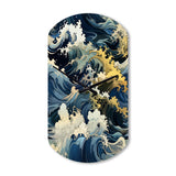 Hokusai  Japanese Waves Pattern - Asymmetric Metal Wall Clock