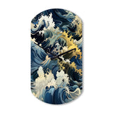 Hokusai  Japanese Waves Pattern - Asymmetric Metal Wall Clock