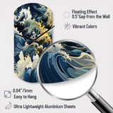 Hokusai  Japanese Waves Pattern - Asymmetric Metal Wall Clock