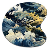 Hokusai  Japanese Waves Pattern - Asymmetric Metal Wall Clock
