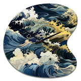 Hokusai  Japanese Waves Pattern - Asymmetric Metal Wall Clock